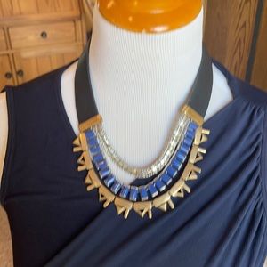 Stella & Dot Natalie Blue Black gold necklace